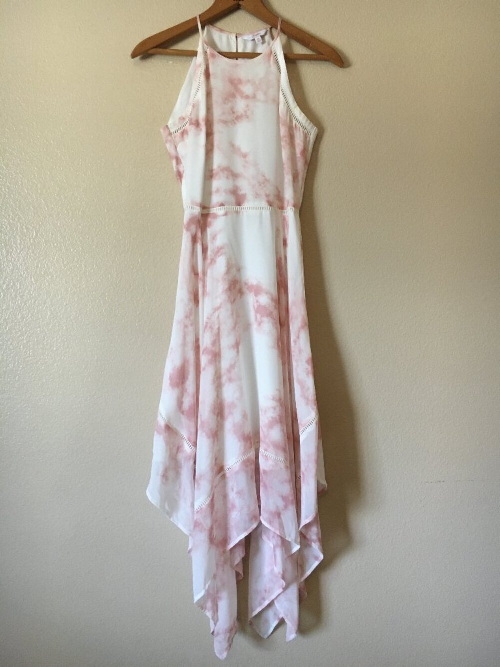 Handkerchief Dress Blush Pink Ivory XS Watercolor Fairycore Boho Romantic Halter
